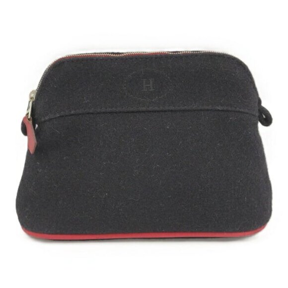Hermes Handbags - Hermes Bolide Pouch 20 Handbag Wool Black